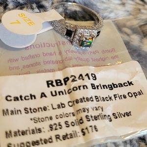 💍Bomb Party Black Fire Opal ring💍 size 7